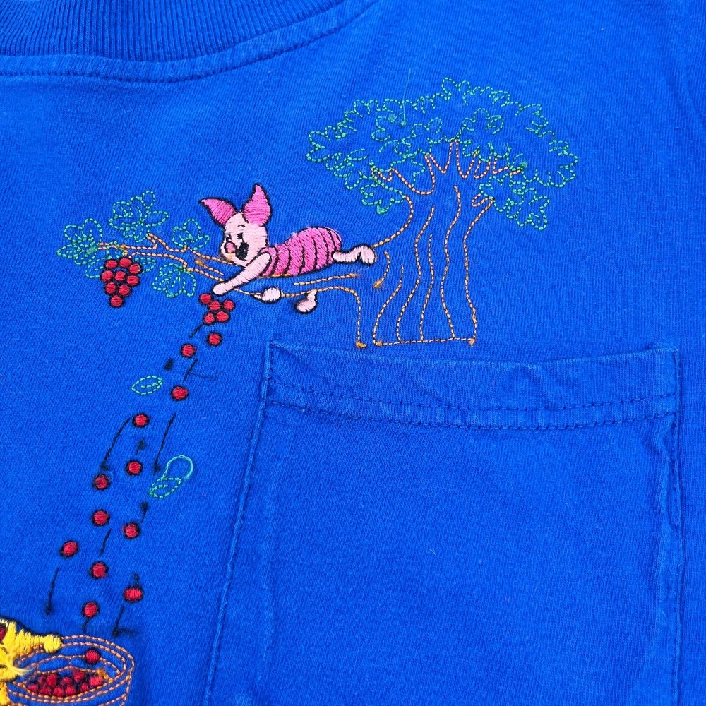 Vintage Disney Shirt Women Large Blue Tee Winnie The Pooh 90s Y2K 2000s Pocket - Picture 3 of 11
